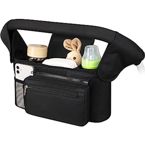 Accmor Universal Stroller Organizer with Insulated Cup Holder Detachable Phone Bag and Shoulder Strap,Stroller Bag Caddy Organizer Accessories Fits for Uppababy, Baby Jogger, Britax Strollers