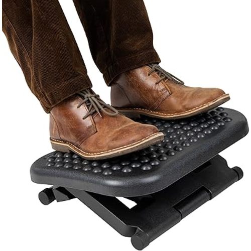 Mind Reader Foot Rest, Under Desk at Work, Ergonomic, Height Adjustable, Office, Plastic, 17"L x 13"W x 6.25"H, Black