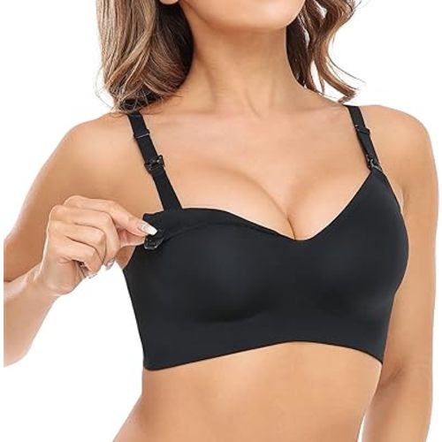 Momcozy Nursing Bras for Breastfeeding, YN21 Seamless Ultra Comfort Maternity Bra, Natural Shape, Pregnancy Sleep Bralette