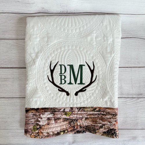 Monogrammed Baby Quilt for Boy, Personalized Baby Blanket, Camo Newborn Gift, Camouflage Nursery Crib Blanket, Hunting Nursery Decorations