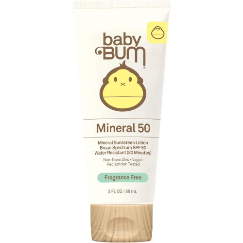 Sun Bum Baby Bum SPF 50 Sunscreen Lotion with Mineral UVA/UVB Face and Body Protection for Sensitive Skin - Fragrance Free - Travel Size - 3 FL OZ