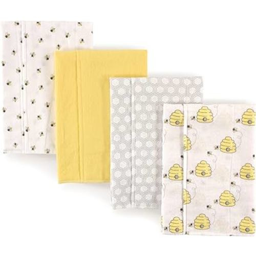Hudson Baby Unisex Baby Cotton Flannel Burp Cloths, Bee, One Size