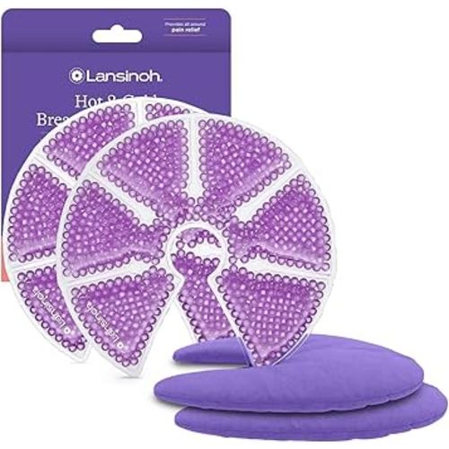 Lansinoh Breast Therapy Packs, Hot and Cold Breast-Pads with 2 Soft Covers, Postpartum Essentials for Nipple Pain Relief, Mastitis, Engorgement, Support for Breastfeeding and Pump Aid, 2 Pack
