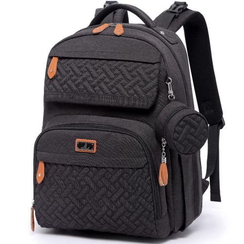 BabbleRoo Diaper Bag Backpack - Multifunctional Travel Diaper Bag with Changing Pad, Black, 1 pk