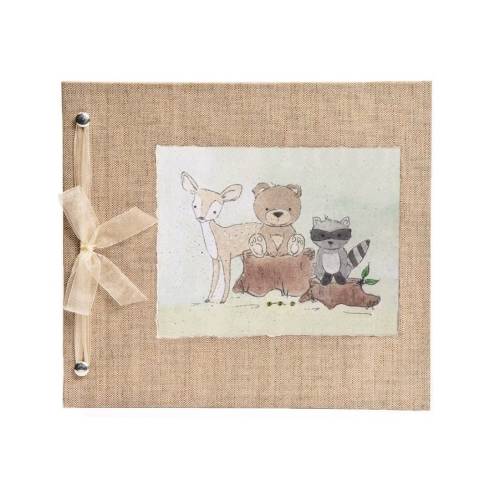 Linen Baby Book, Woodland Baby Memory Book, Custom Baby Book, Baby Shower Gift for Baby, Personalized Journal, Baby Album, Made in USA