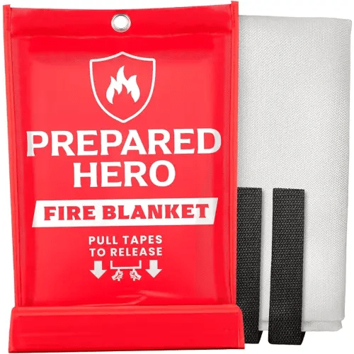 Prepared Hero Emergency Fire Blanket - 1 Pack - Fire Suppression Blanket for Kitchen, 40” x 40” Fire Blanket for Home, Fiberglass Fire Blanket