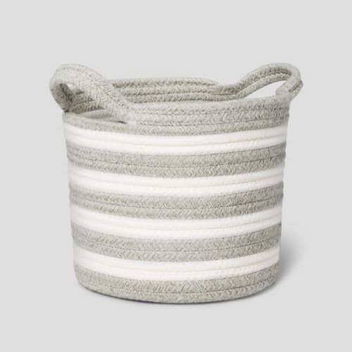 Small Striped Coiled Kids' Rope Basket Gray - Pillowfort™