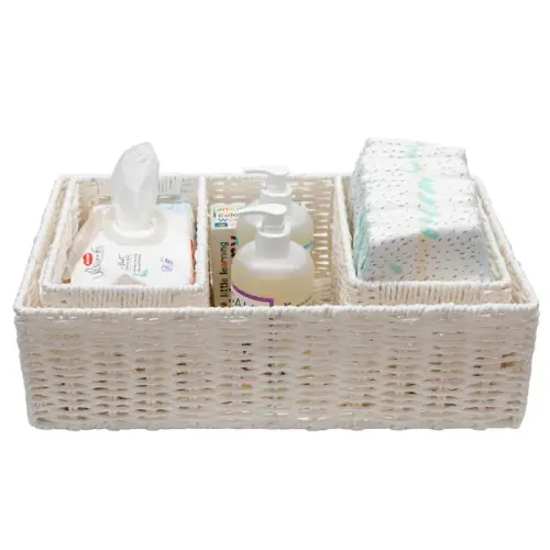 4Baby Nursery Basket Set White 3 Piece | Baby Bunting AU