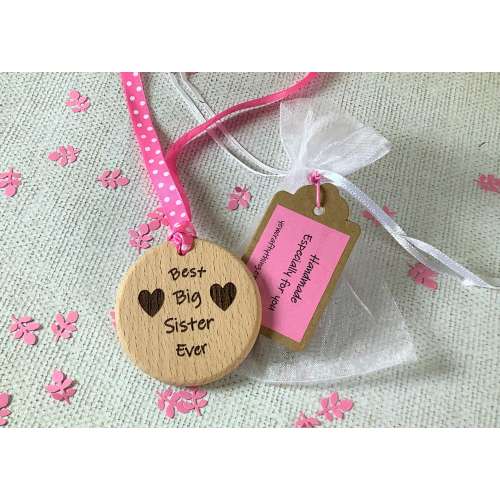 Best big sister ever personalised gift, Solid wood keepsake, big sister, new sibling, new baby, baby announcement, sister birthday