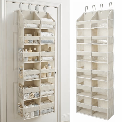 HOMELUX THEORY Heavy Duty Over the Door Organizer - Extra Wide Closet Organizers And Storage, Hanging Storage Door for Bedroom & Baby Nursery, 1PC Ivory