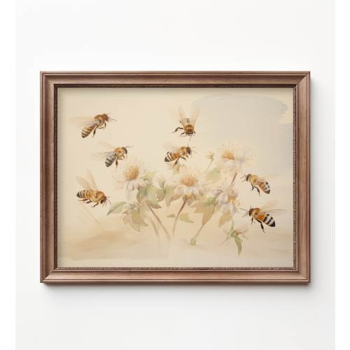 Bee Art for Nursery, Bee On Flower Art Print, Bee Nursery Decor, Bumble Bee Painting by Bespoke Littles