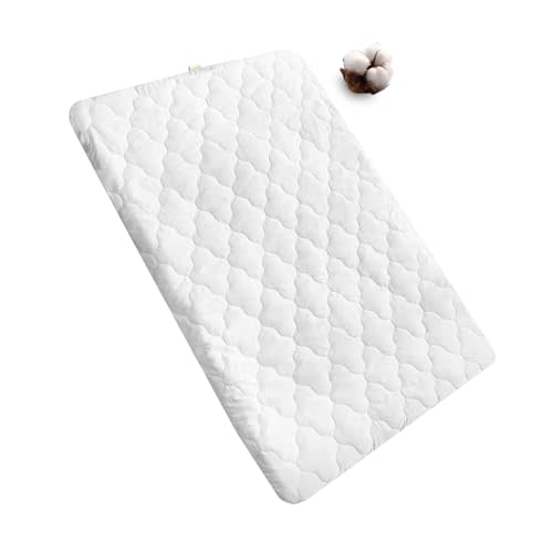 Bamuho Waterproof Pack and Play Sheets Fitted Quilted, 100% Cotton Pack and Play Mattress Protector, Fits Graco Pack n Play, Baby Portable Mini Cribs, Gourd Pattern Quilted - 39" x 27"