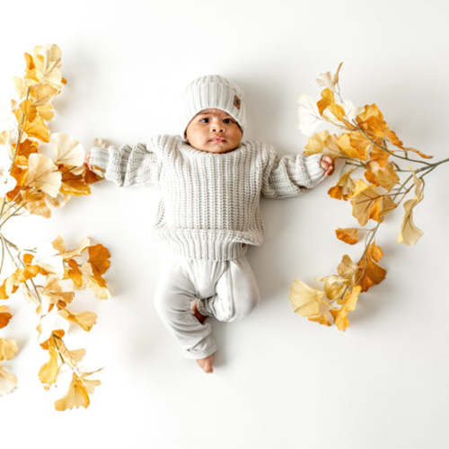 Kyte Baby: Chunky Knit Sweater in Oat Color - 6-12 months