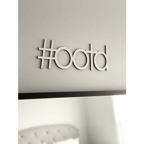 OOTD Hashtag Outfit Of The Day Wall Sign, 14"W x 4.5"H, #OOTD Wood Fashion Closet Nursery Decor Bedroom Kids Room Teen Room Laser Cut Wood