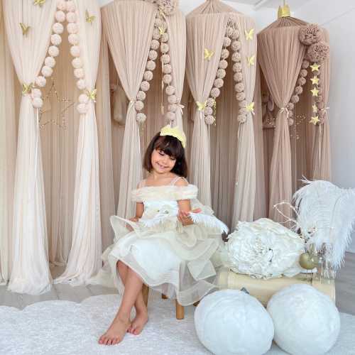 Beige Kids Bed Canopy,  Kids Canopy, Crib Netting, Stone color Canopy Bed, Tulle Princess Tent, Bed Curtains, Reading Corners, Canopy Bed