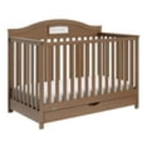 Graco Story 5-in-1 Convertible Baby Crib with Drawer and Reversible Headboard, Hazelnut