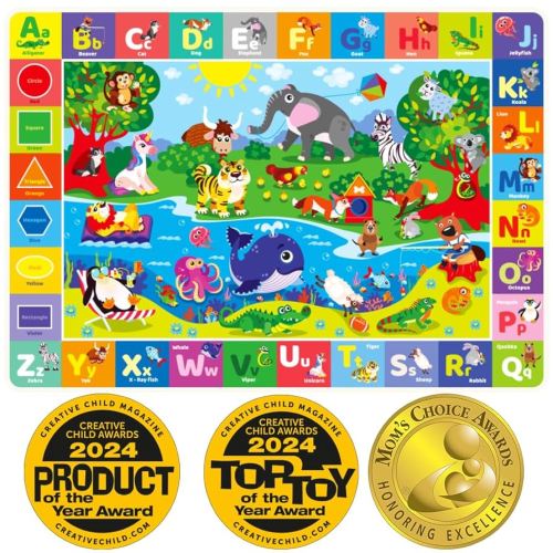 QUOKKA Baby Floor Play Mat – Super Soft Plush Surface ABC Rug for Toddlers & Infants – Extra Thick (0.3in) Non-Slip Padded Nursery Mat for Crawling & Fun – Foldable Gift Rug