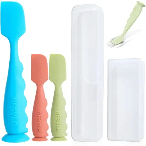 Baby Diaper Cream Spatula with Case,1 Large 2 Mini Diaper Spatula with 2 Case,Butt spatula Baby Diaper Cream Applicator, Soft Butt Paste Spatulas Diaper Rash spatulas with Cases Blue Green Red