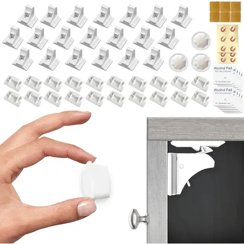 Eco-Baby Magnetic Cabinet Locks for Babies - Keyless, White, 20 Pack and 3 Keys