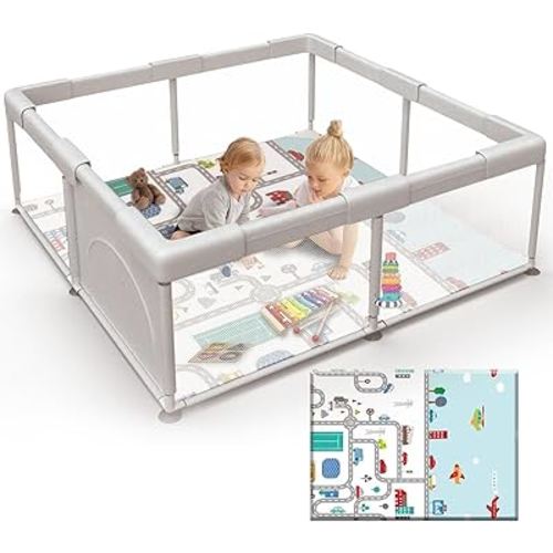 Baby Playpen with Mat Small Playpen Play Pin for Babies and Toddlers 50 x 50 inch Baby Fence Playards Nursery Furniture Set