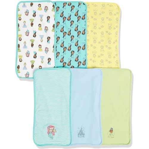 Amazon Essentials Disney | Star Wars | Princess Baby Girls' Burp Cloths, Pack of 6 - One Size - Princess Wish