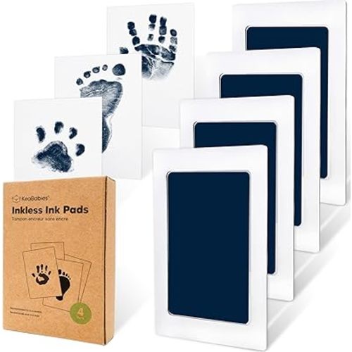 4-Pack Inkless Baby Hand and Footprint Kit - Mess Free Ink Pad for Newborn Keepsake, Dog Nose & Paw Print Kit, Clean Touch Ink Pad for Baby Hand & Footprints, Ideal Mother's Day Gifts(Navy)