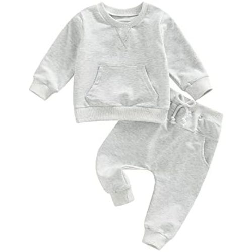 Neutral Outfits Toddler Baby Boy Girl Clothes Solid Color Sweatsuits Fall Winter Tops & Pants