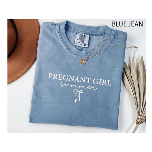 Comfort Colors® Pregnant Girl Summer Shirt, Beach Pregnancy Announcement Shirt, Pregnancy Reveal Tee,Baby Shower Gift for Mom Friend Sister