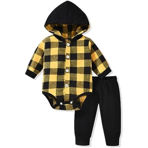 Aalizzwell Baby Boys Fall Buffalo Plaid Outfit