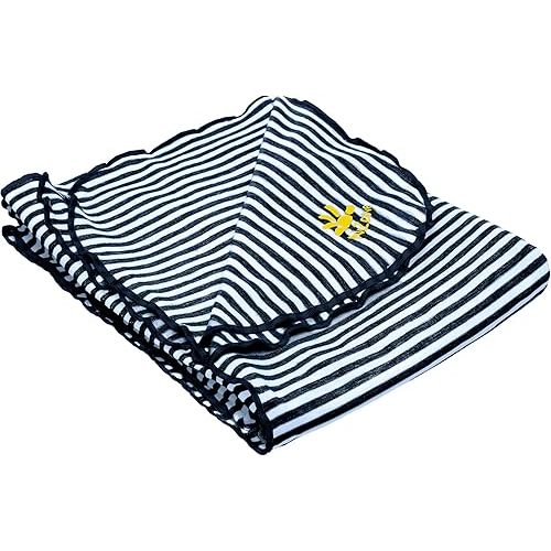 Nozone Baby Blanket, Sun Protective, Soft Rayon from Bamboo, UPF 50+ in Navy/White Stripe