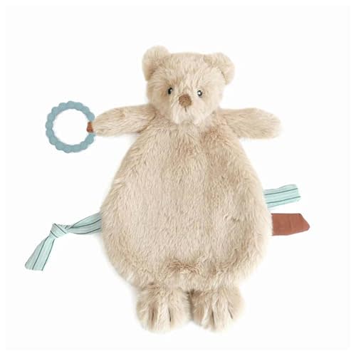 MON AMI Baldwin Bear Security Blanket with Silicone Teether – 12”, Plush Lovey for Babies, Soothing Sensory Snuggle Toy
