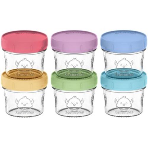 6pk Prep Baby Food Storage Containers, 4 oz Leak-Proof, BPA Free Glass Baby Food Jars for Feeding