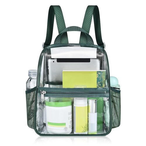 Mildbeer Small Clear Backpack, Stadium Approved 12x12x6 Clear Backpack for Women with 2 Bottle Holders for Festival Concert Sports Events