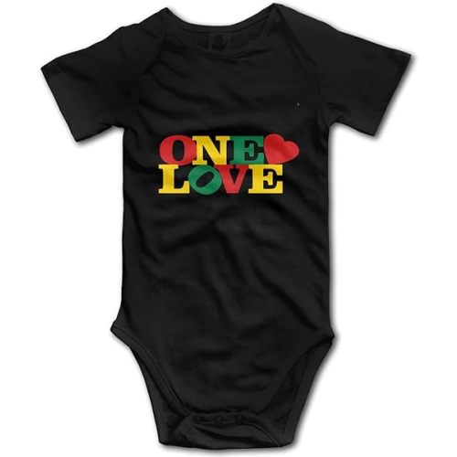 One Love Rasta Baby Climbing Short Sleeve Onesie 18-24 Months, Black, 0-6 Months