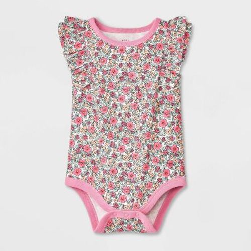 Baby Girls' Solid Ruffle Bodysuit - Cat & Jack™ Red 3-6m