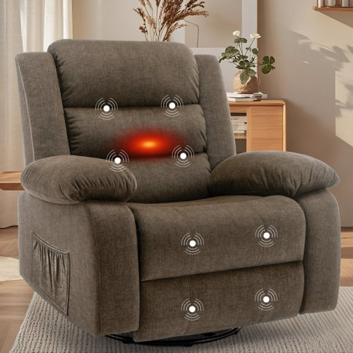 Ebern Designs Recliner Chair With Heat And Massage,Oversized Recliner, 360°Swivel Manual Recliners For Living Room, Rocker Recliner With Side Pockets & Reviews | Wayfair