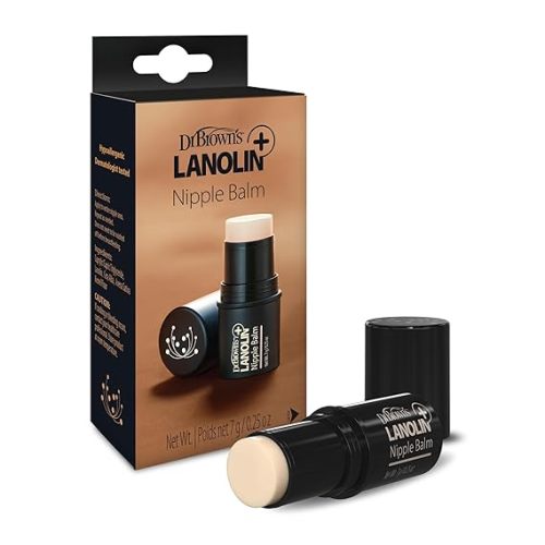 Dr. Brown's Lanolin+ Nipple Balm, Postpartum and Breastfeeding Essential, Soothe and Protect Dry, Chapped Nipples, 7 g/.25 oz