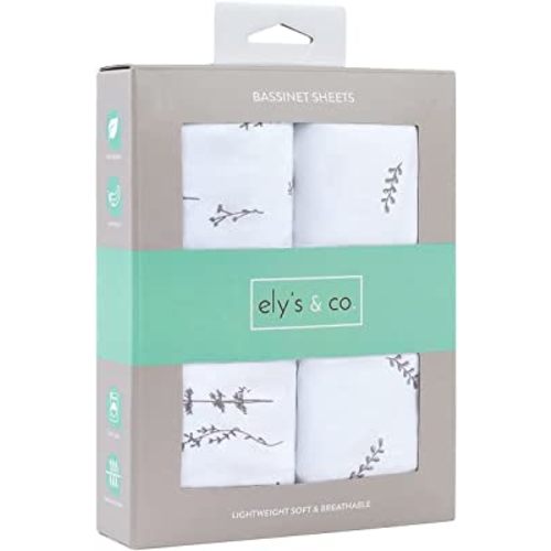 Bassinet Sheet Set 2 Pack - Baby Bassinet Sheets with 100% Jersey Cotton - Bassinet Sheets for Baby Girl and Boy (Bassinet, Forest Grey)