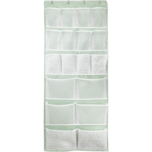Over the Door Organizer with 4 Kinds of Pockets,Back of Door Hanging Holder Shelf,Behind Door Shoes Rack,Closet Storage Organization for Socks,Hat,Underwear,Luggage Packing in Home Dorm,Travel,Green