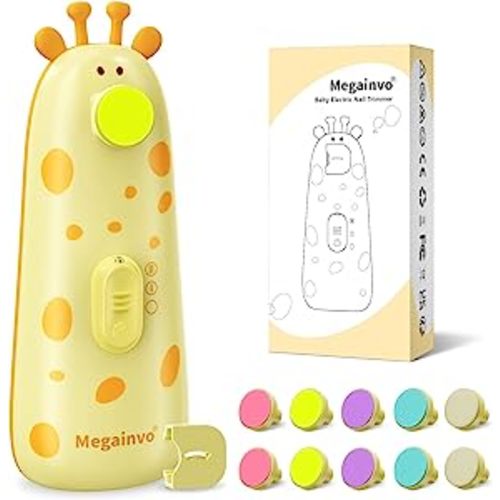 Baby Nail Trimmer Electric Baby Nail File with Light 10 Grinding Heads Safe Quiet Baby Nail Grooming Care Kit for Newborn Infant Toddler Toes Fingernails - Orange