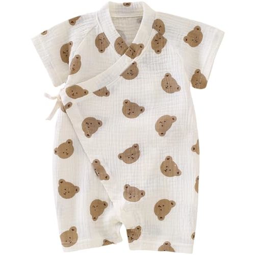 BINIDUCKLING Baby Kimono Robes Cotton Muslin Romper Clothes Newborn - 24 Months