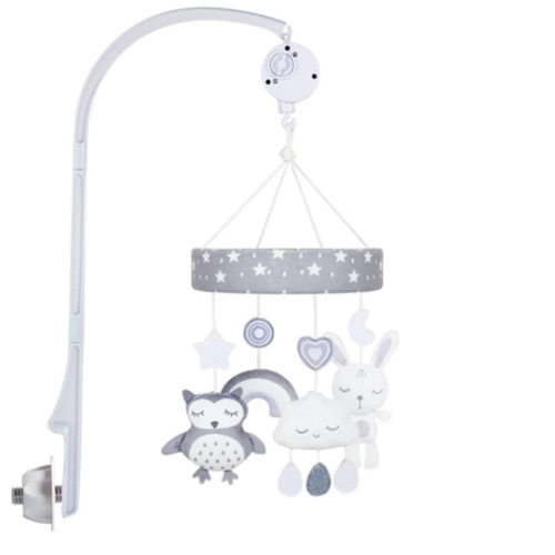 Baby Crib Mobile, Nursery Mobile for Crib with Music Motor Spinner Baby Mobile Arm and 4 Pcs Hanging Toys