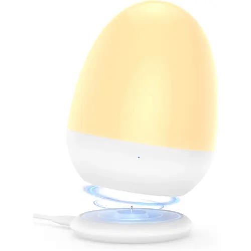 JolyWell Baby Night Light for Kid, Portable Egg Nightlight with Stable Charging Pad, Touch Nursery Night Lamp for Breastfeeding, Toddler Night Light for Bedroom, Timer Setting, ABS+PC, White-2