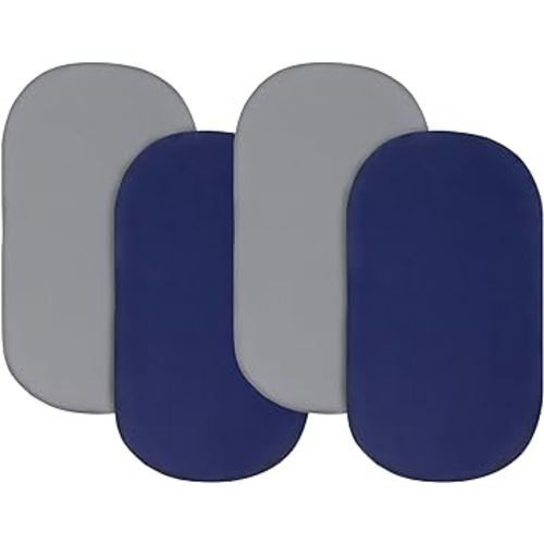 Bassinet Sheets for Baby Boy 4 Pack Fitted Bassinet Sheets Set, Universal Microfiber Soft Cradle Sheets for Oval Rectangle and Hourglass Bassinet Mattress, Grey and Navy