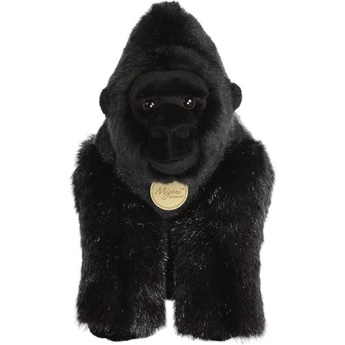 Aurora® Realistic Miyoni® Silverback Gorilla Stuffed Animal - Lifelike Detail - Cherished Companionship - Black 13 Inches