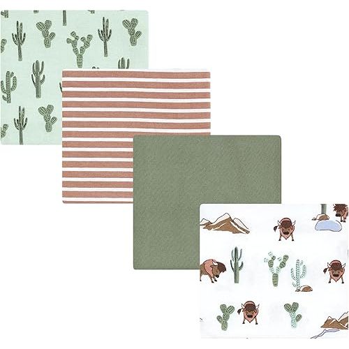 Hudson Baby Unisex Baby Cotton Rich Flannel Receiving Blankets 4-Pack, Wilderness, One Size