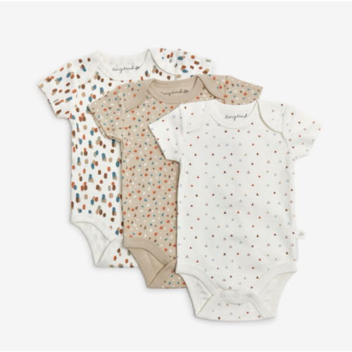 Tiny Kind Assorted Bodysuits (3-Pack) - Assorted Neutrals, 9-12 M