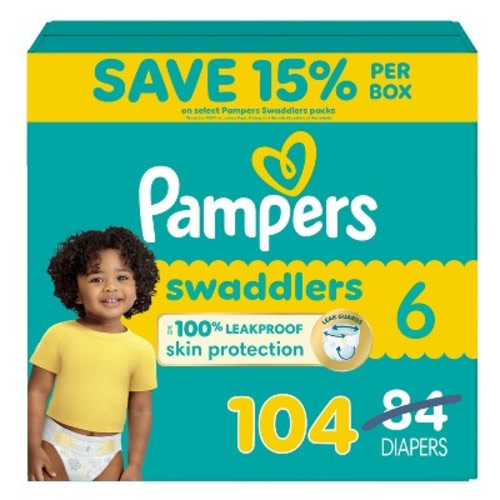 Pampers Swaddlers Sensitive Disposable Diapers - Sie 6 - 104ct