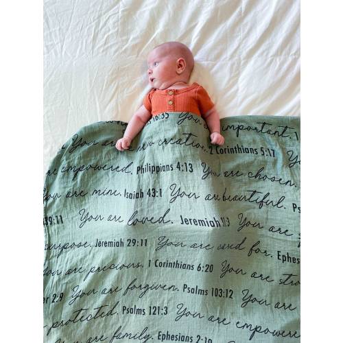You Are Mine | Muslin Swaddle Blanket | Scripture Affirmation Christian Baby Blanket