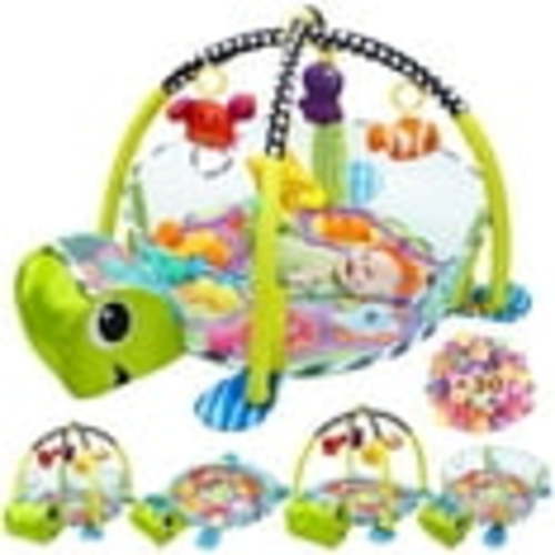 JoyStone 4 in 1 Turtle Baby Play Gym Activity Mat with 30 Balls, 4 Detachable Sound Toys, Baby Sensory Mat for for Toddler Infant, Newborn Gift for Boys and Girls, Green